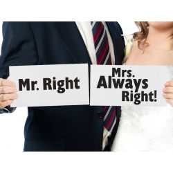 Tabliczki Mr. Right/Mrs. Always Right! (1 op. / 2 szt.)
