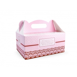Ozdobne pudełko na ciasto komunijne różowe, 10 szt