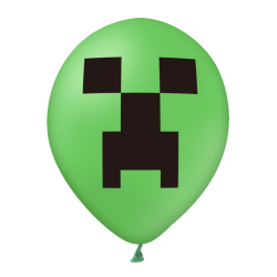 Balony 12 cali zielone Minecraft 12 szt. z wstążką