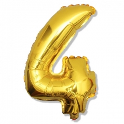 Balon foliowy Cyfra "4", 35cm, złoty