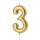 Świeczka urodzinowa na tort Cyfra 3, kolor złoty