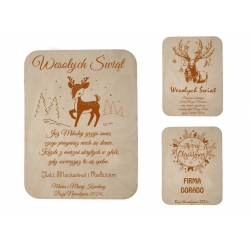 Drewniana kartka EKO życzenia na święta Bożego Narodzenie grawer, IMIĘ, LOGO firmowe