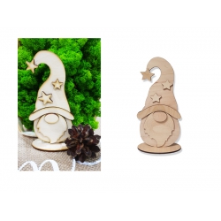 Skrzat gnom krasnal, dekoracja świąteczna z drewna 17 cm