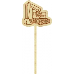 Topper urodzinowy na tort pik drewniany koparka cyfra balonik zestaw 3 szt. dekoracja na urodziny roczek