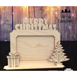 Drewniana ramka na zdjęcie dekoracja Boże Narodzenie prezent