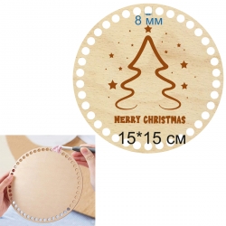 Baza dno koszyka koło 15cm, 8mm grawer Święta Boże Narodzenie napis choinka