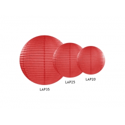 Lampion papierowy, czerwony, 20cm