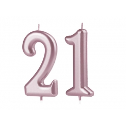 Świeczka urodzinowa na tort Cyfra 21, różowe złoto, 10 cm