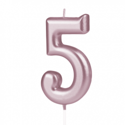 Świeczka urodzinowa na tort Cyfra 5, różowe złoto, 10 cm
