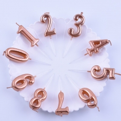 Świeczka urodzinowa na tort Cyfra 7, różowe złoto, 10 cm