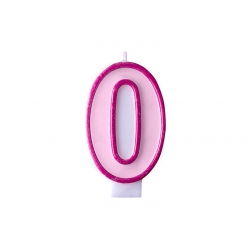 Świeczka urodzinowa Cyferka 0, różowy, 7cm