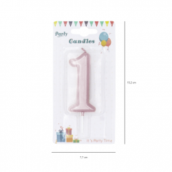 Świeczka urodzinowa na tort Cyfra 21, różowe złoto, 10 cm