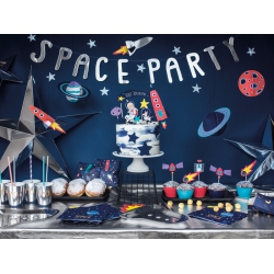Baner Kosmos -  Space Party, srebrny, 13x96cm
