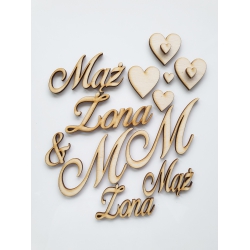 Drewniane pudełko na obrączki ślubne personalizacja, Mąż - Żona, mech.