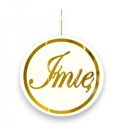 Baner imienię koło dekoracja ścianka  na Komunię Chrzest Urodziny złote lustro