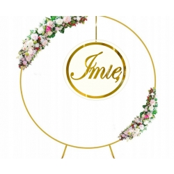 Baner imienię koło dekoracja ścianka  na Komunię Chrzest Urodziny złote lustro