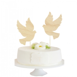 Topper dekoracja na bok  tortu pik  gołąbki Chrzest Święty  Komunia Święta drewno