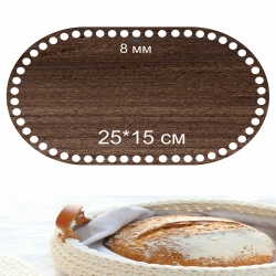 Baza dno koszyka owal 25x15cm, 8mm do wypkatania brąz rustykalny
