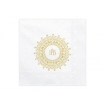 Serwetki Komunijne IHS, 33x33cm, złoty (1 op. / 20 szt.)
