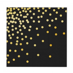 Serwetki czarne w złote kropki, 33x33 cm (1 op. / 10 szt.)